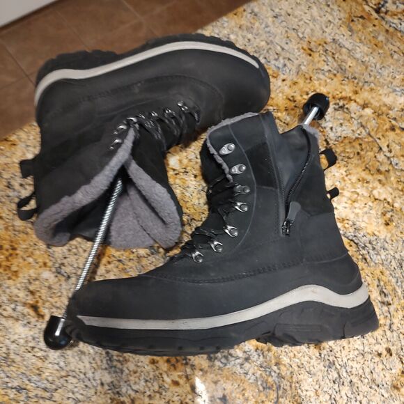 All in Motion Men's Jordan Waterproof Winter Boots Black Sz 11 Leather Faux Fur - Picture 7 of 12